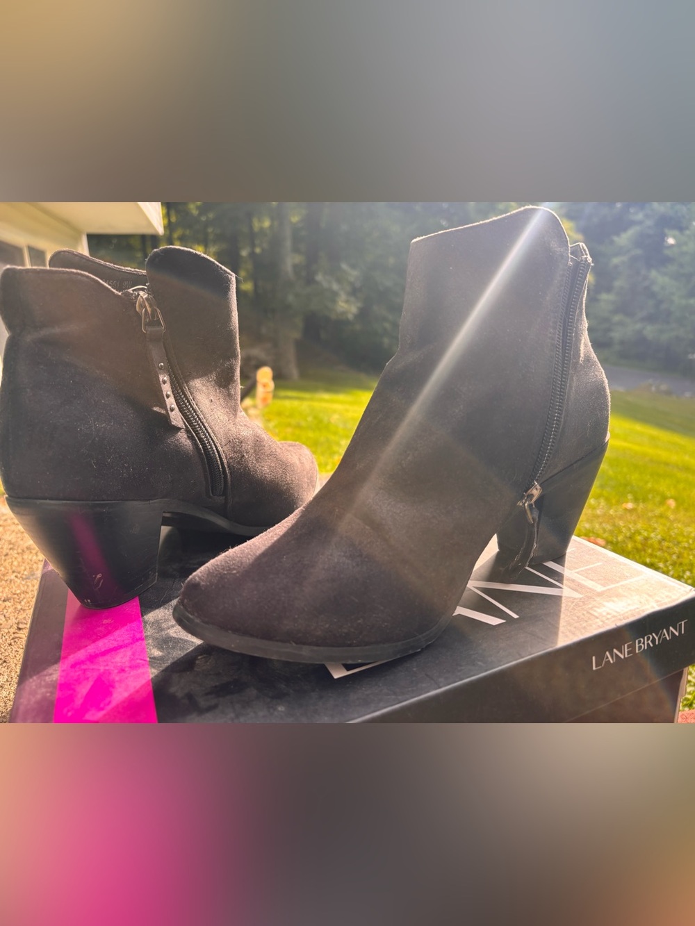 Suede booties with side zips